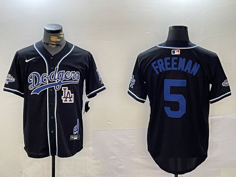 Men Los Angeles Dodgers 5 Freeman Black Game 2024 Nike MLB Jersey style 12025